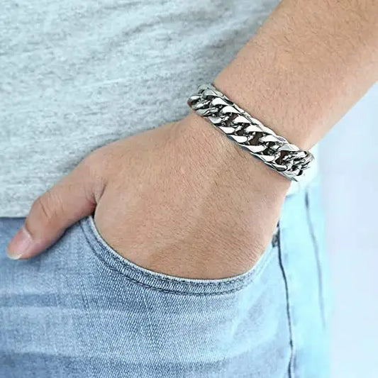 Nexovora™ Titan Link Bracelet – Stainless Steel Square Clasp Edition for Men