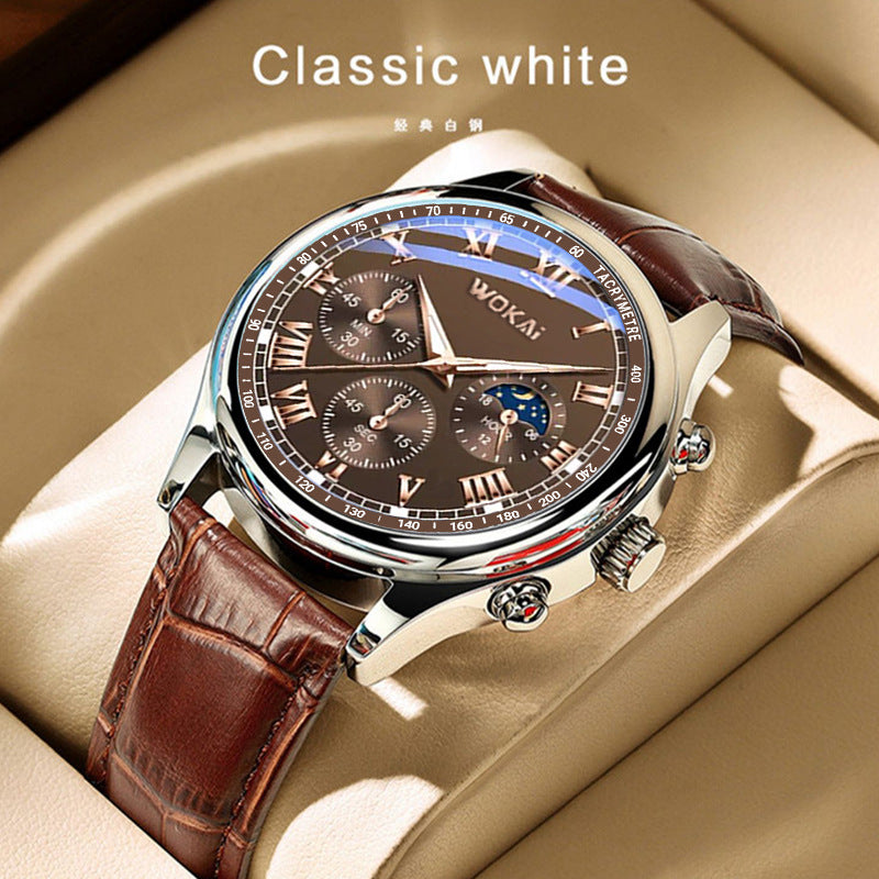 Nexovora™ Sovereign Executive Quartz Watch – Premium Leather Strap for Men