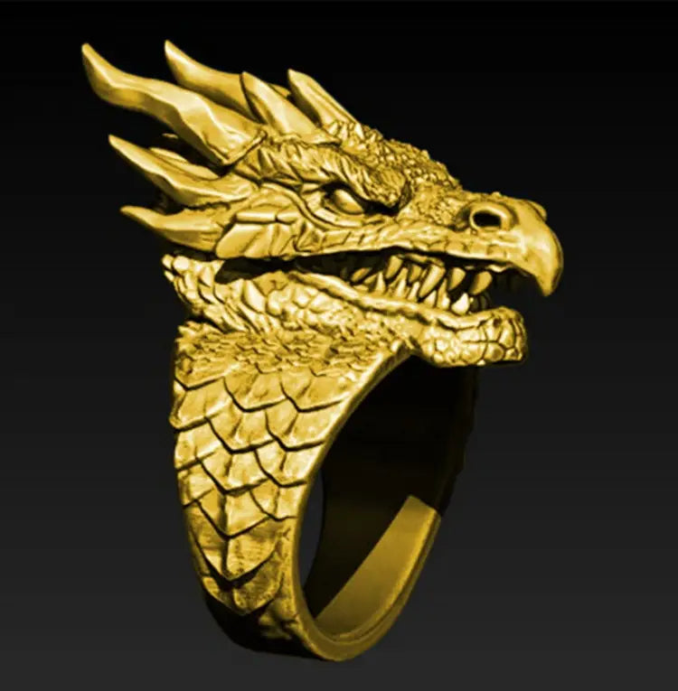 Nexovora™ Imperial Dragon Ring – Vintage Gold Statement Edition for Men