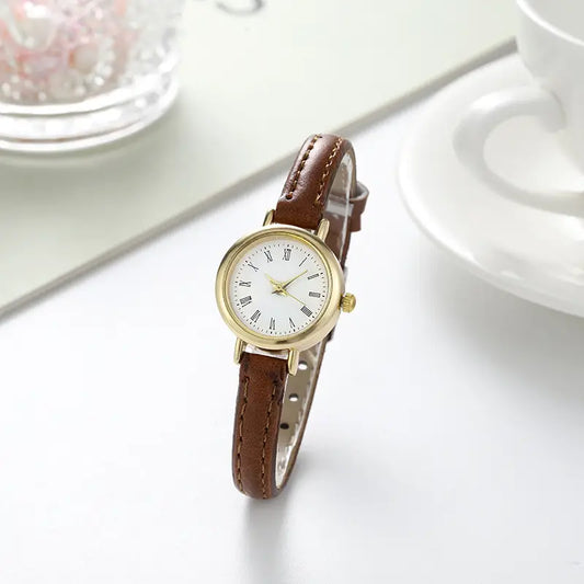 Nexovora™ Rosé Élégance Quartz Watch – Pink Leather & Gold Dial Edition