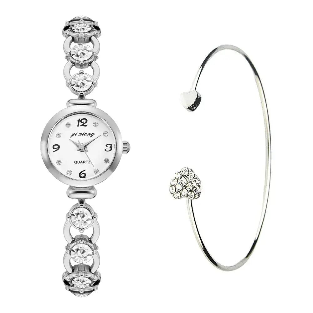 Nexovora™ Aurora Luxe Diamond Quartz Watch – Gold & Silver Bracelet Edition for Women