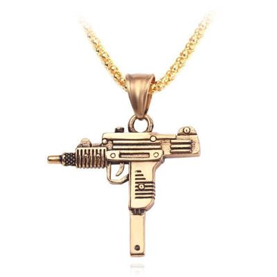 Nexovora™ Golden Gun Pendant Necklace for Men – Premium Gold-Tone Statement Chain