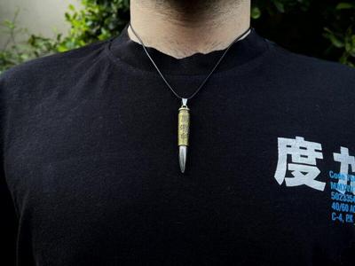 Nexovora™ Bullet Pendant Necklace for Men – Brown & Gold Sweat-Proof Alloy Chain