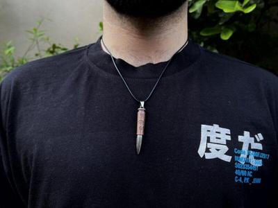 Nexovora™ Bullet Pendant Necklace for Men – Brown & Gold Sweat-Proof Alloy Chain