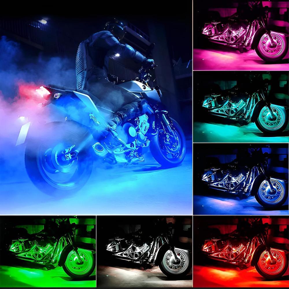 Nexvora™ Multicolor LED Strip Light for Motorcycles – Waterproof Flexible RGB Lighting Kit, ABS Durable Design for Bike Decoration & Night Visibility
