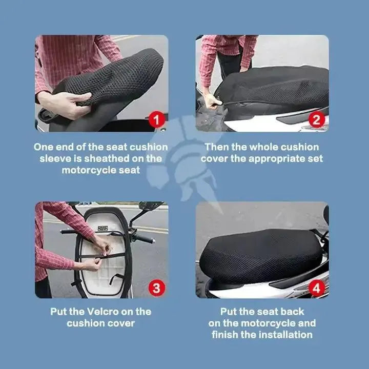 Nexvora™ Motorbike Seat Cover XXL – Breathable Mesh Rainproof & Heat-Resistant Cool Seat Protector for All Weather Riding Comfort