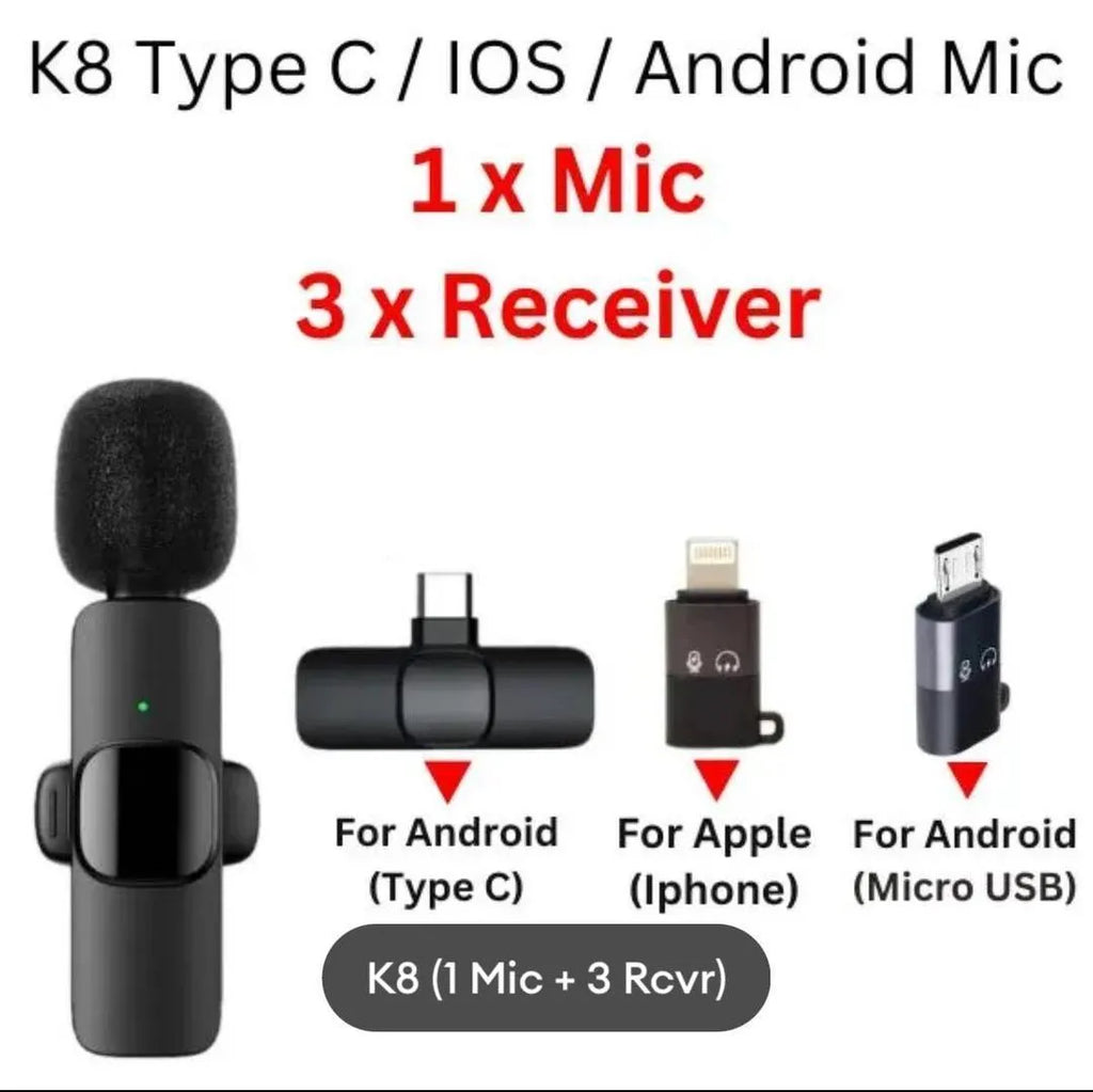 Nexvora™ Bluetooth Auto-Pairing Microphone – Black Wireless Mini Mic for Smartphones, Clear Audio Recording & Content Creation