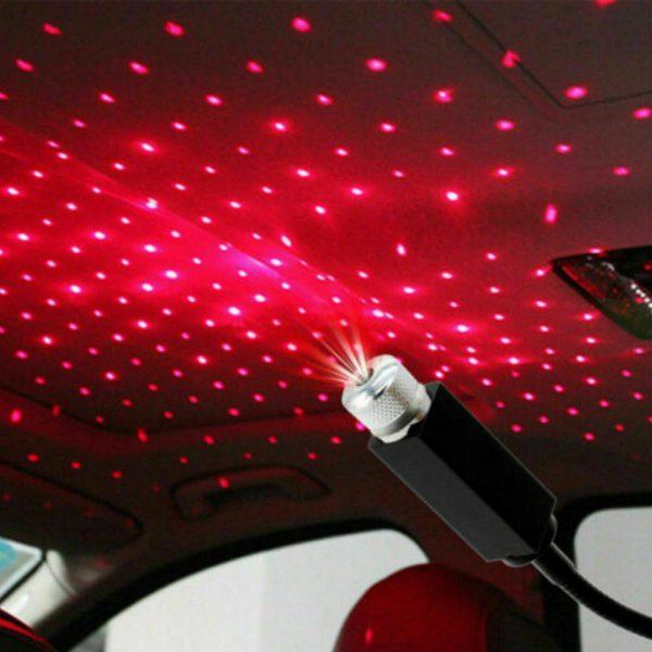 Nexvora™ Car Roof Projection Light – Red Star 360° Adjustable Ambient Ceiling Atmosphere Lamp, USB Night Interior Mood Light for Cars