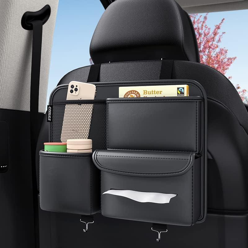 Nexvora™ Premium Car Seat Organizer – Black Rexine Multi-Pocket Storage Bag, Durable Seat Back Storage for Car Accessories & Essentials