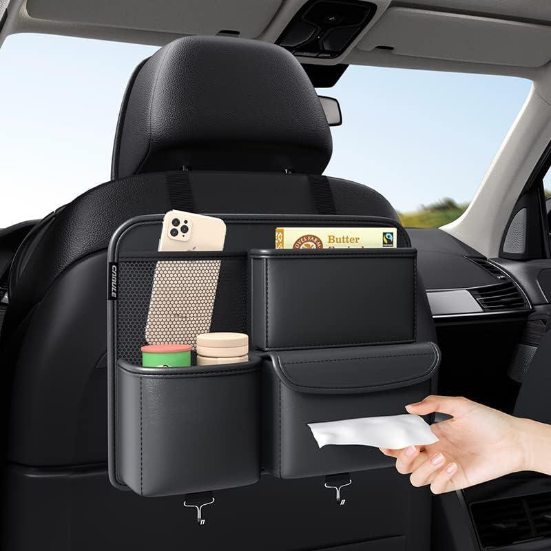 Nexvora™ Premium Car Seat Organizer – Black Rexine Multi-Pocket Storage Bag, Durable Seat Back Storage for Car Accessories & Essentials