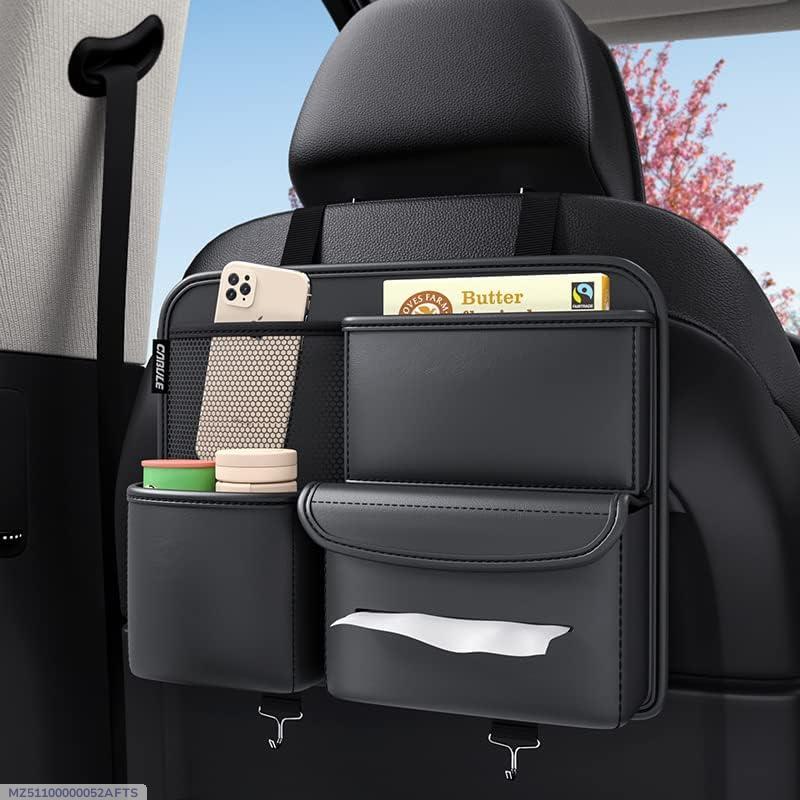 Nexvora™ Premium Car Seat Organizer – Black Rexine Multi-Pocket Storage Bag, Durable Seat Back Storage for Car Accessories & Essentials
