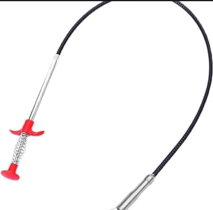 Nexvora™ 60cm Stainless Steel Drain Hook – Flexible Silver Pipe Cleaner Tool for Bathroom & Kitchen Drains, Heavy-Duty Anti-Clog Cleaning Rod