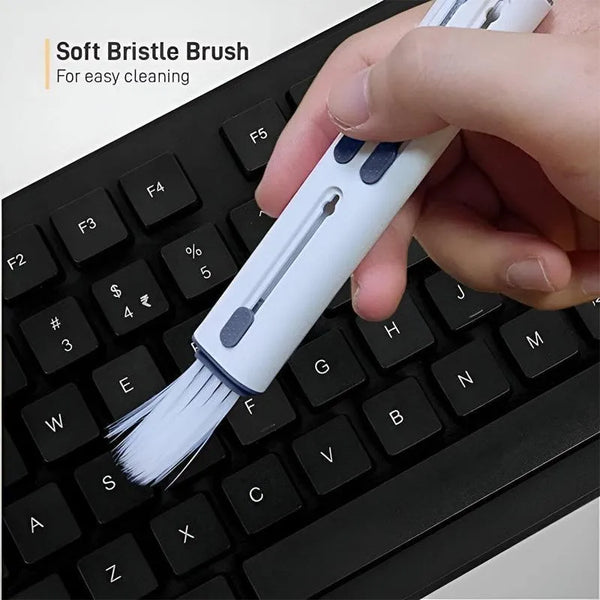 Nexvora™ 4-in-1 Earphone Cleaning Pen – Soft Bristle Brush, Metal Tip & Flocking Sponge for Deep AirPods, Earbuds & Keyboard Cleaning Tool