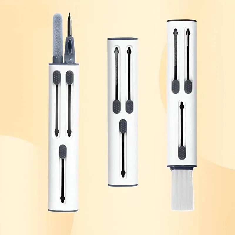 Nexvora™ 4-in-1 Earphone Cleaning Pen – Soft Bristle Brush, Metal Tip & Flocking Sponge for Deep AirPods, Earbuds & Keyboard Cleaning Tool