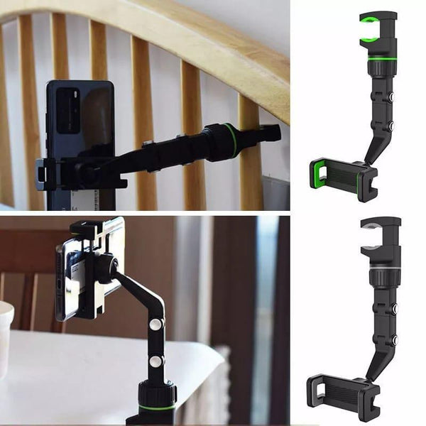 Nexvora™ Adjustable Black Mobile Phone Holder – Foldable Desktop Stand for Home & Office, Anti-Slip Universal Smartphone Mount
