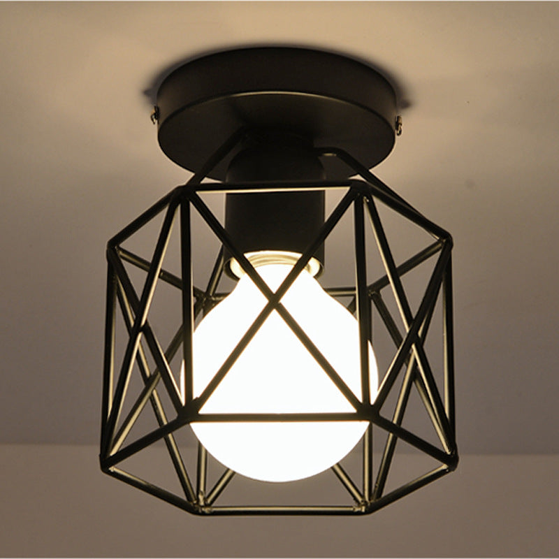 Nexvora™ Modern Geometric Ceiling Lamp – Black Wrought Iron LED Fixture, Minimalist Decorative Hanging Light for Home & Office Interior