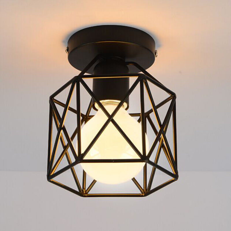 Nexvora™ Modern Geometric Ceiling Lamp – Black Wrought Iron LED Fixture, Minimalist Decorative Hanging Light for Home & Office Interior