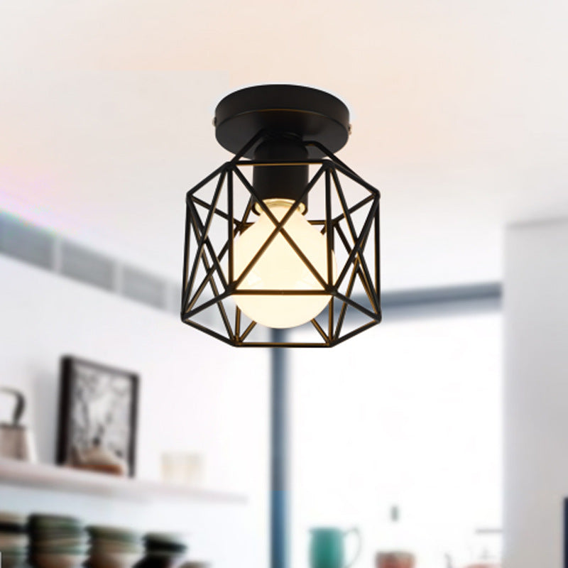Nexvora™ Modern Geometric Ceiling Lamp – Black Wrought Iron LED Fixture, Minimalist Decorative Hanging Light for Home & Office Interior