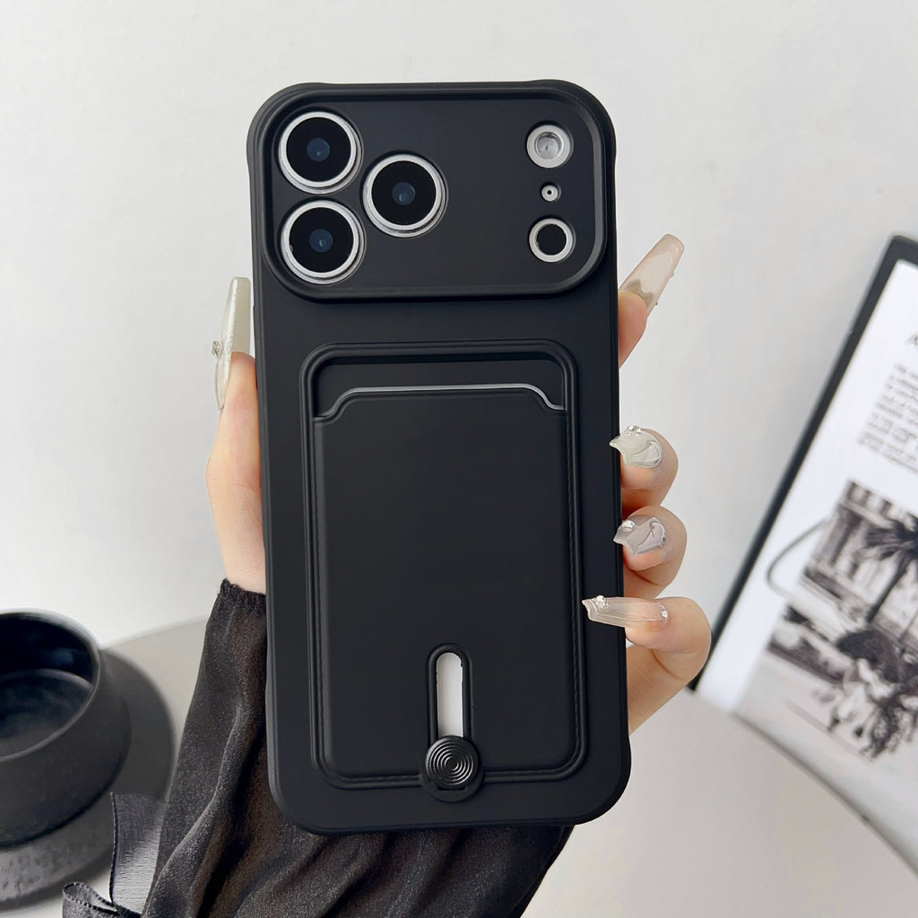 Nexvora™ Premium Card Holder Case for iPhone 17 Pro Max – Black Luxury Shockproof Wallet Cover with Secure Card Slot Protection