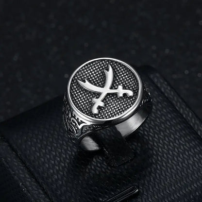 Nexovora™ Heritage Cross Stainless Steel Ring – Silver Edition for Men