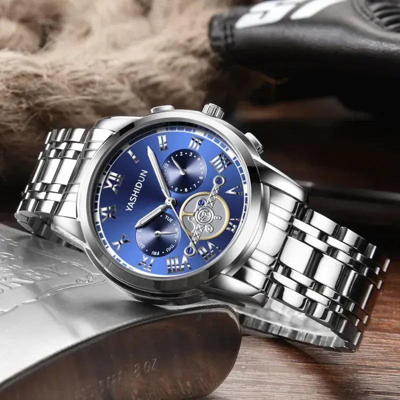 Nexovora™ Obsidian Chronograph Watch – Black Stainless Steel Edition