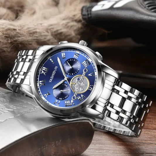 Nexovora™ Obsidian Chronograph Watch – Black Stainless Steel Edition