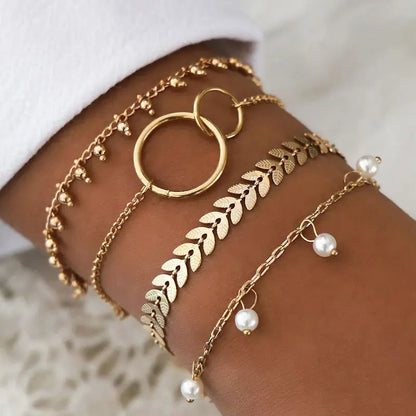 Nexovora™ Aurora Gold Bracelet Set – 4-Piece Luxury Collection for Women