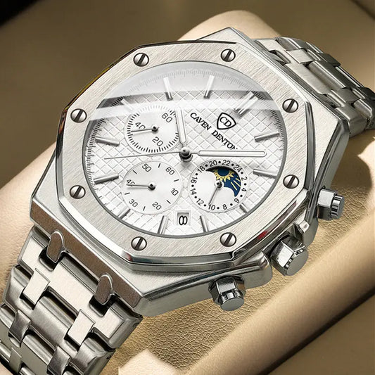 Nexovora™ Titan Multifunction Quartz Watch – Stainless Steel Edition for Men