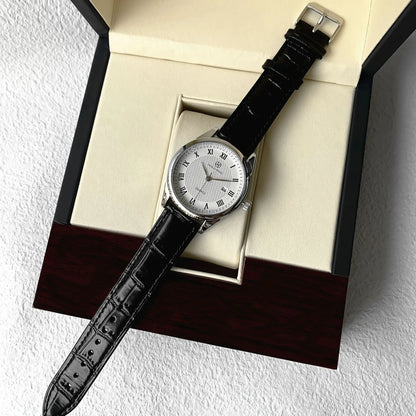 Nexovora™ Noir Legacy Quartz Watch – Black Leather Edition for Men