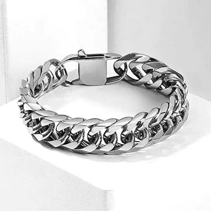 Nexovora™ Titan Link Bracelet – Stainless Steel Square Clasp Edition for Men