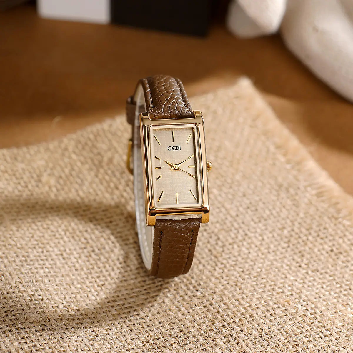 Nexovora™ Élysian Square Quartz Watch – Gold Edition for Women