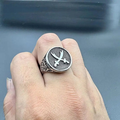 Nexovora™ Heritage Cross Stainless Steel Ring – Silver Edition for Men
