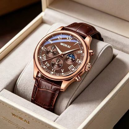 Nexovora™ Sovereign Executive Quartz Watch – Premium Leather Strap for Men