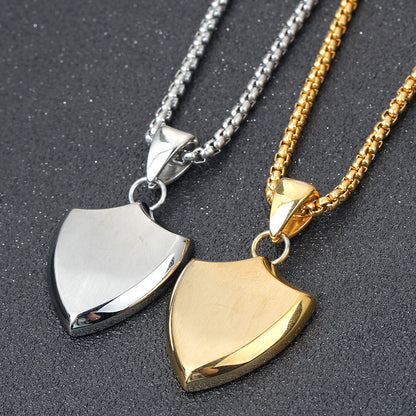 Nexovora™ Titanium Steel Shield Necklace for Men – Premium Laser-Engraved Pendant Chain