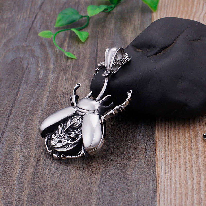 Nexovora™ Mechanical Gear Beetle Pendant Necklace for Men – Premium Stainless Steel Chain