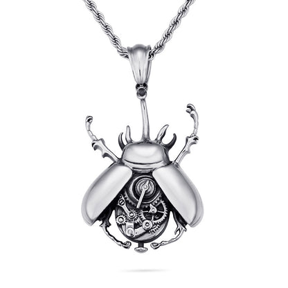 Nexovora™ Mechanical Gear Beetle Pendant Necklace for Men – Premium Stainless Steel Chain