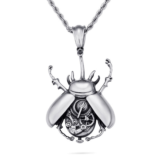 Nexovora™ Mechanical Gear Beetle Pendant Necklace for Men – Premium Stainless Steel Chain