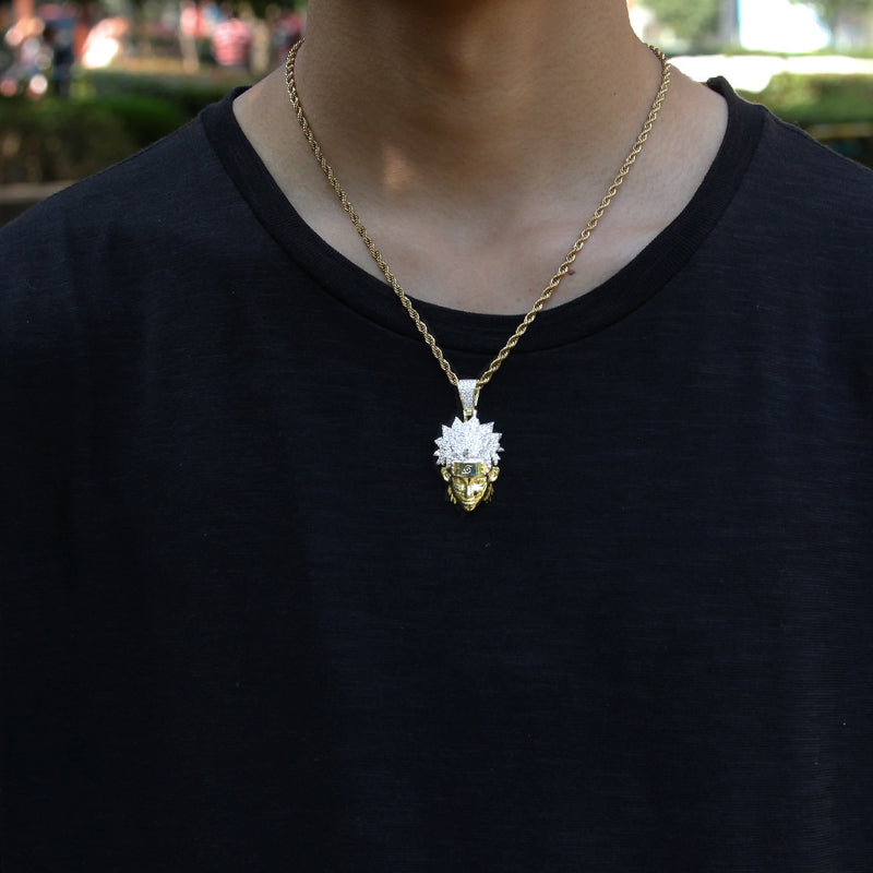 Nexovora™ Naruto-Inspired 3D Zircon Pendant Necklace – Gold-Tone Statement Chain