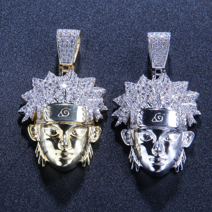 Nexovora™ Naruto-Inspired 3D Zircon Pendant Necklace – Gold-Tone Statement Chain