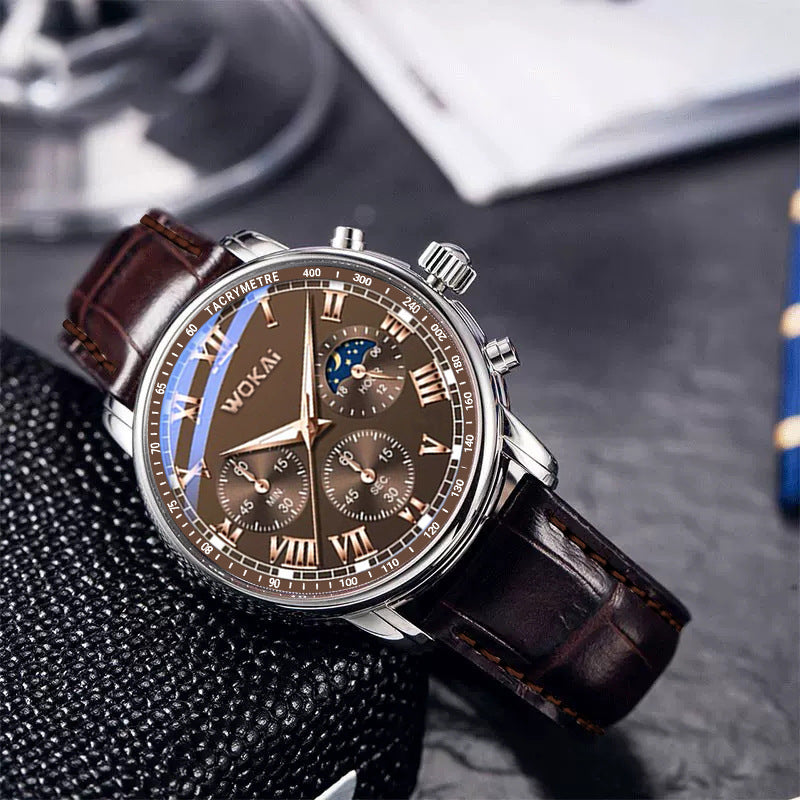 Nexovora™ Sovereign Executive Quartz Watch – Premium Leather Strap for Men