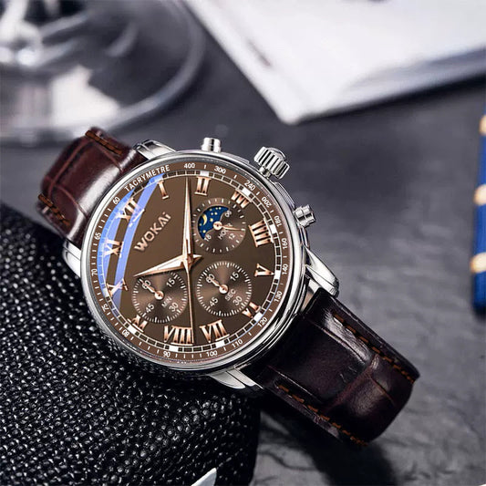 Nexovora™ Sovereign Executive Quartz Watch – Premium Leather Strap for Men