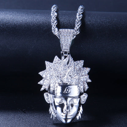 Nexovora™ Naruto-Inspired 3D Zircon Pendant Necklace – Gold-Tone Statement Chain