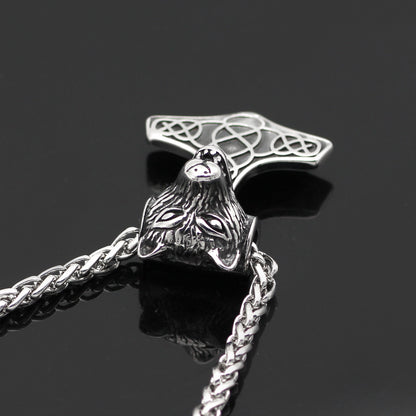 Nexovora™ Nordic Viking Wolf Hammer Necklace – Premium Stainless Steel Pendant for Men