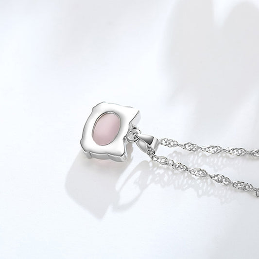 Nexovora™ Korean Hibiscus Cat Pendant Necklace for Women – Silver-Plated Red Crystal Chain