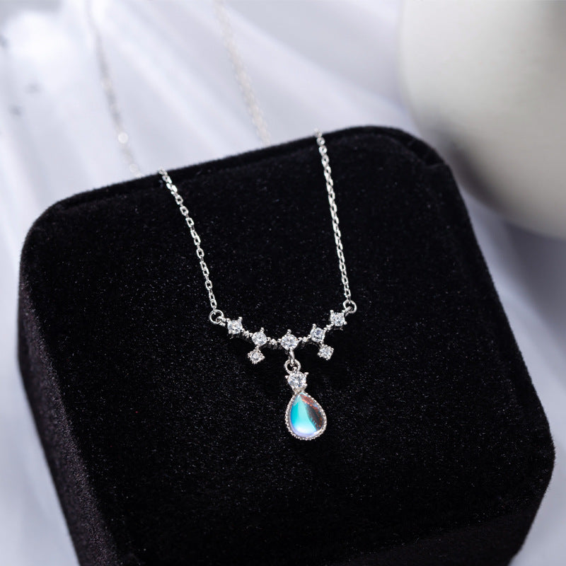 Nexovora™ Sterling Silver Moonstone Necklace for Women – Elegant Crystal Pendant Chain