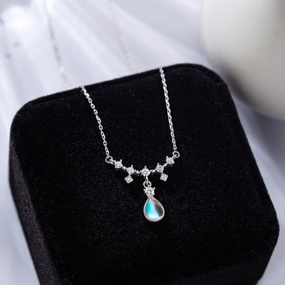 Nexovora™ Sterling Silver Moonstone Necklace for Women – Elegant Crystal Pendant Chain