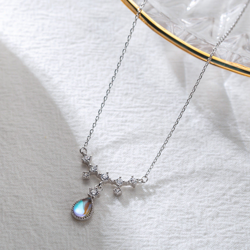 Nexovora™ Sterling Silver Moonstone Necklace for Women – Elegant Crystal Pendant Chain