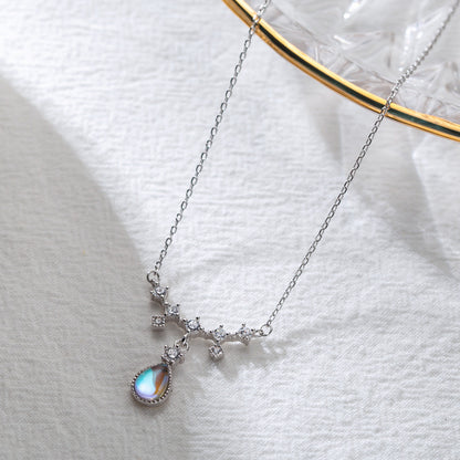 Nexovora™ Sterling Silver Moonstone Necklace for Women – Elegant Crystal Pendant Chain