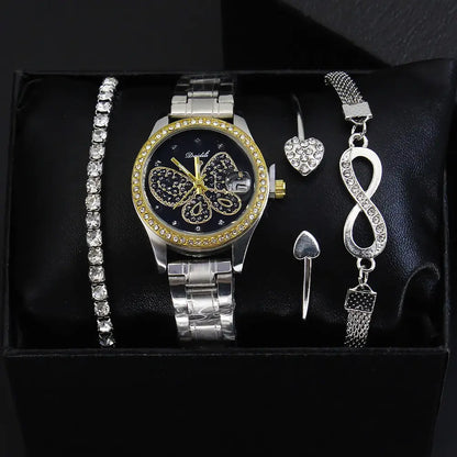 Nexovora™ Celeste Diamond Watch & Bracelet Set – Luxury Edition for Women
