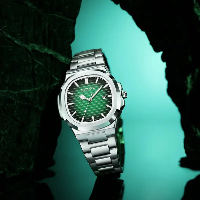 Nexovora™ Monarch Square Quartz Watch – Blue Dial Stainless Steel Edition
